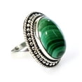 thumbnail image 2 of Handmade Jewelry Unique Fashion Designer Genuine Gemstone Unique Ring for Women Men 925 Sterling Silver Green Malachite Tribal FINE Gypsy Ethnic Ring Size Q 1/2, 2 of 5