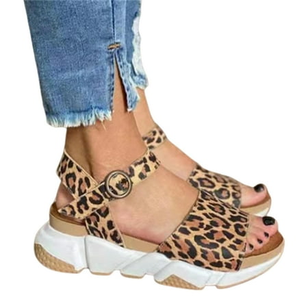 

Women\ s Sandals Summer Open Toe Breathable Ankle-Strap Shoes Pin Buckle Closure