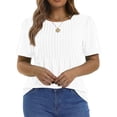thumbnail image 6 of Fantaslook Blouses for Women Pleated Short Sleeve Tunic Tops Dressy Casual Summer Shirts, 6 of 10
