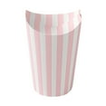 thumbnail image 5 of Restaurantware-Bio Tek 20 Ounce French Fry Cups, 100 Disposable French Fry Holders - With Fold-Down Cover, Tab Lock Closure, Striped Paper Cups, For Onion Rings, Chips, or Popcorn, Stackable, 5 of 11