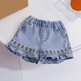 thumbnail image 4 of Mercatoo Toddler Girls Denim Shorts Ruffle Embroidered Elastic Waist Jeans Summer Kids Volleyball Sports Casual Shorts, 4 of 8