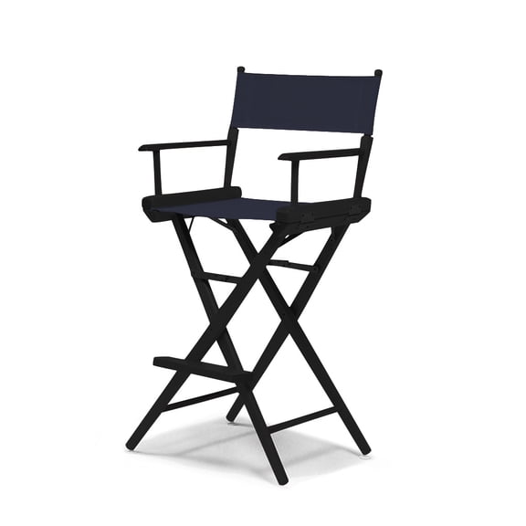 Telescope Casual World Famous Bar Height Director Chair With Black Finish and Navy Fabric