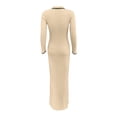 thumbnail image 4 of Vestido Vestido con botones para mujer, vestido informal con cuello de solapa, suéter elástico, vestidos Cgtredaw Beige T S para Mujer, 4 of 8