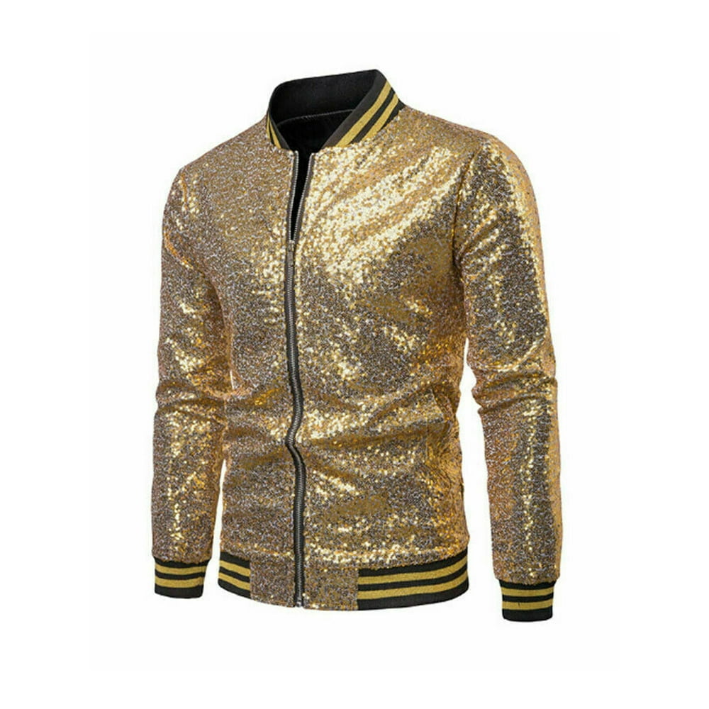 Luethbiezx US Mens Bling Sequin Glitter Tuxedo Blazer Coat Formal