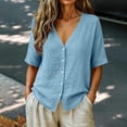 thumbnail image 3 of Xugsiok Womens Cardigan Sweaters Fashion Casual Solid Color V-Neck Button Down Short Sleeve Cover Up, 3 of 7