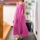 thumbnail image 1 of Vestido Lino Algodón Vestidos casuales Vestido de lino de algodón con bolsillo Vestidos de playa de talla grande (Rosa XXXL) Cgtredaw Para estrenar, 1 of 1