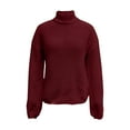 thumbnail image 4 of Duoif Sweaters for Women Trendy Womens Top Turtleneck Solid Color Loose Pullover Sweater Women's Sweaters Womens Tops Red L, 4 of 5