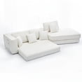 thumbnail image 6 of Modern Beige Lamb Velvet 3-Seat Folding Convertible Sofa Bed with 2-in-1 Function, 6 of 21