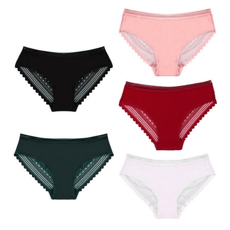 

Linen Purity Womens Underwear Invisible Seamless Bikini Lace Underwear Half Back Coverage Breathable Soft Panties(5-Packs)