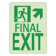 National Marker NYC Final Exit Sign Up Right 11X8 Rigid 7550 Glo Brite MEA Approved 50R-3SN-UR