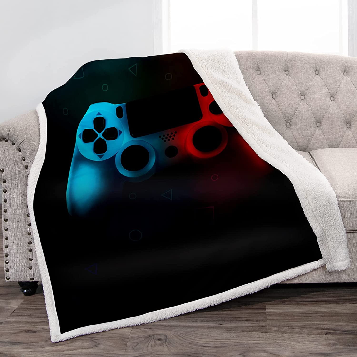 Gamer Gamepads Throw Blanket Soft Fluffy Warm Sherpa Blankets with