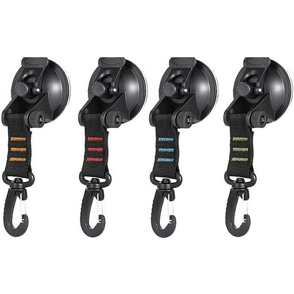 Heavy Duty Suction Cup Anchor, 4 Pieces Car Tent Suction Cup with Securing Hook Tie Down Camping Tarp Accessory as Car Side Awning Powerful Suction Cup Hooks
