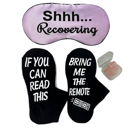 

Funny Get Well Soon Gift for Men and Women Recovering Sleeping Mask and Cozy Socks for Patients. Chemo Care Package After Surgery Thinking of You Post Surgery Healing Gift Set.