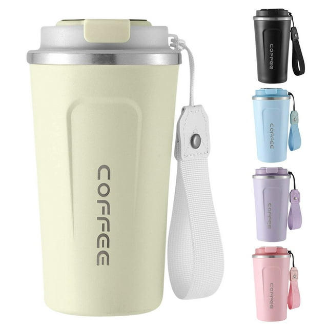 Cagogo under $5 5Pcs Stainless Steel Coffee Cup, Stainless Steel Coffee Cup, Intelligent Temperature Display Mug, Insulated Travel Tumbler, Car Portable Mug, Leak-Proof Hot Cold Beverage Cup