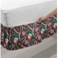 thumbnail image 2 of Floral Bed Skirt, Print of Blooming Fashion Belt with Chains and Flowers Leaves Bouquets, Elastic Bedskirt Dust Ruffle Wrap Around for Bedding Decor, 4 Sizes, Teal Mauve Taupe Orange, by Ambesonne, 2 of 2