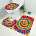 thumbnail image 2 of Rainbow Tie Dye Spiral Dot Pattern Bathroom Rugs Sets 3 Piece,Toilet Cover Set,Absorbent Non Slip Bathroom Mats Sets with U-Shaped Contour Rug Toilet Rug Set, 2 of 5