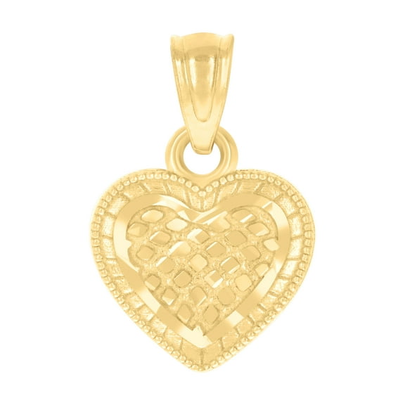 14K Yellow Gold Womens Nugget Heart Charm Pendant