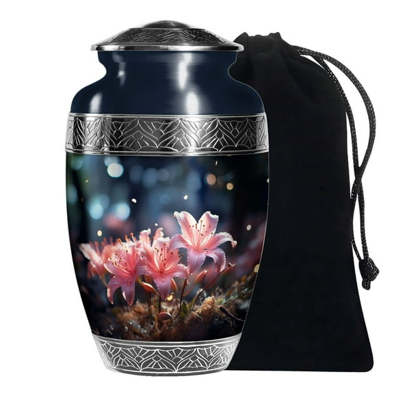 KARYLIZ Large Lily Flower Urns For Adult Ashes Man & Woman Funeral Urn For Human 10 Inch