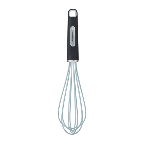Farberware Soft Grips Silicone Whisk in Black with Slate Blue Accents