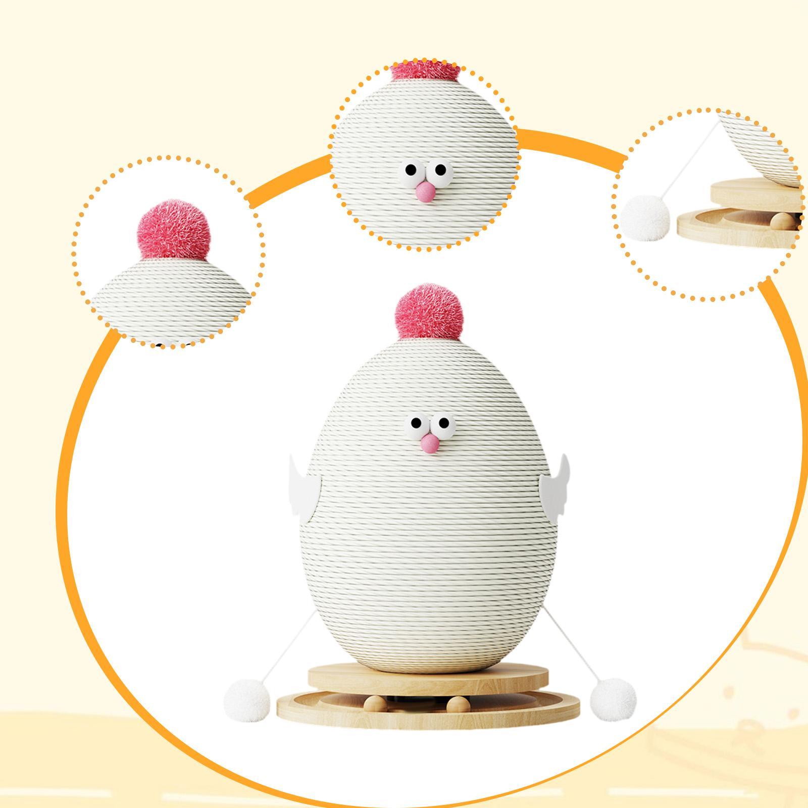 CarpNettore Cat Scratching Post Chick Cat Scratcher Toy Pet Furniture Interactive Ball Track white