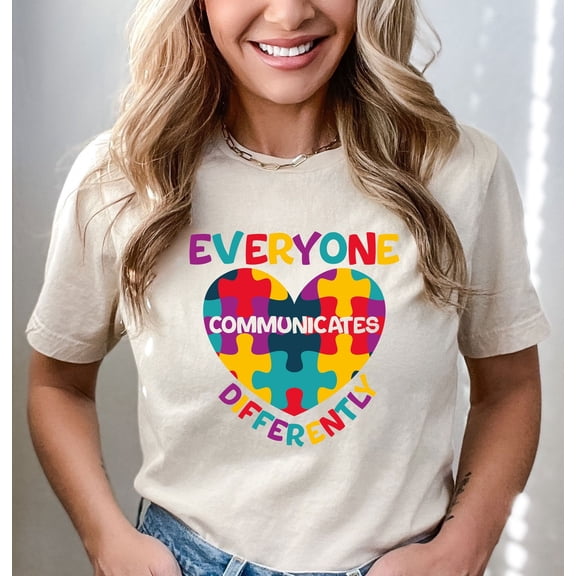 Everyone Communicates Differently T-Shirt, Autism Awareness Tee, Puzzle Piece Support Shirt, Autism Advocate Gift Tee