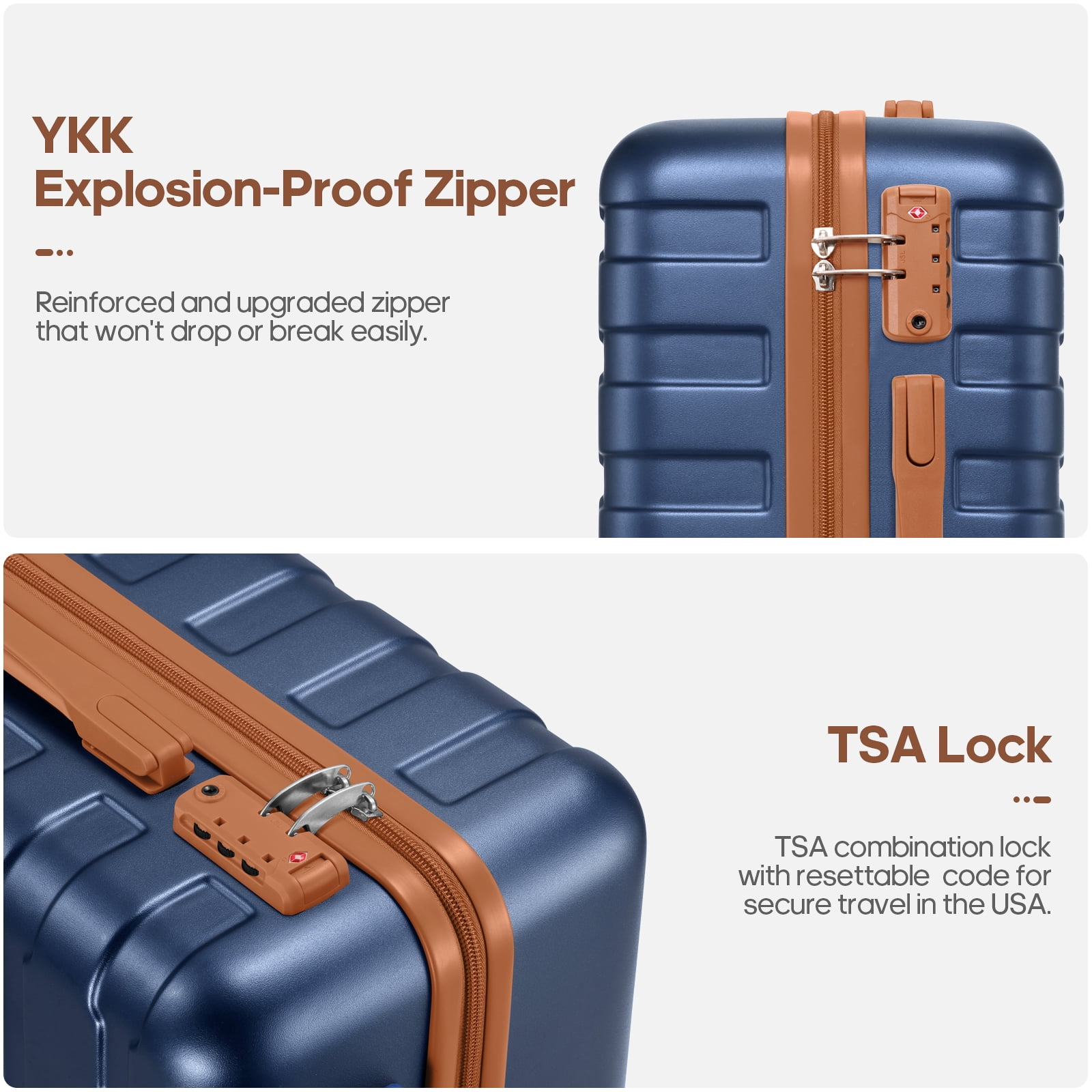 MIUSSE Carry on Luggage Set 3 Piece Hard Shell Luggage Sets with YKK Zipper Spinner Wheels TSA Lock Carry on with Backpack Set