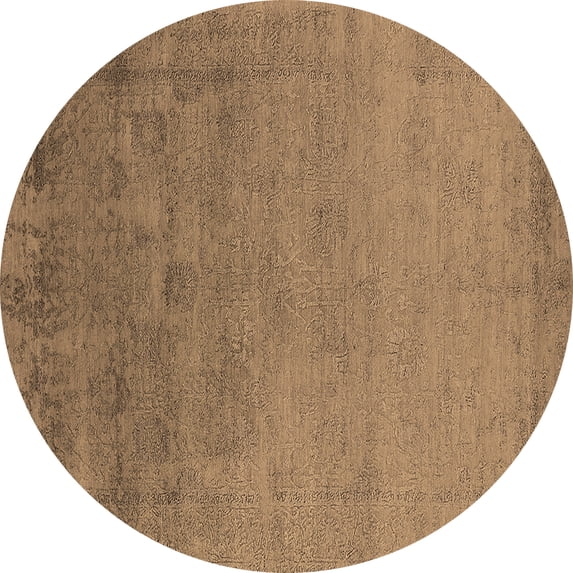 Ahgly Company Indoor Round Oriental Brown Industrial Area Rugs, 8' Round