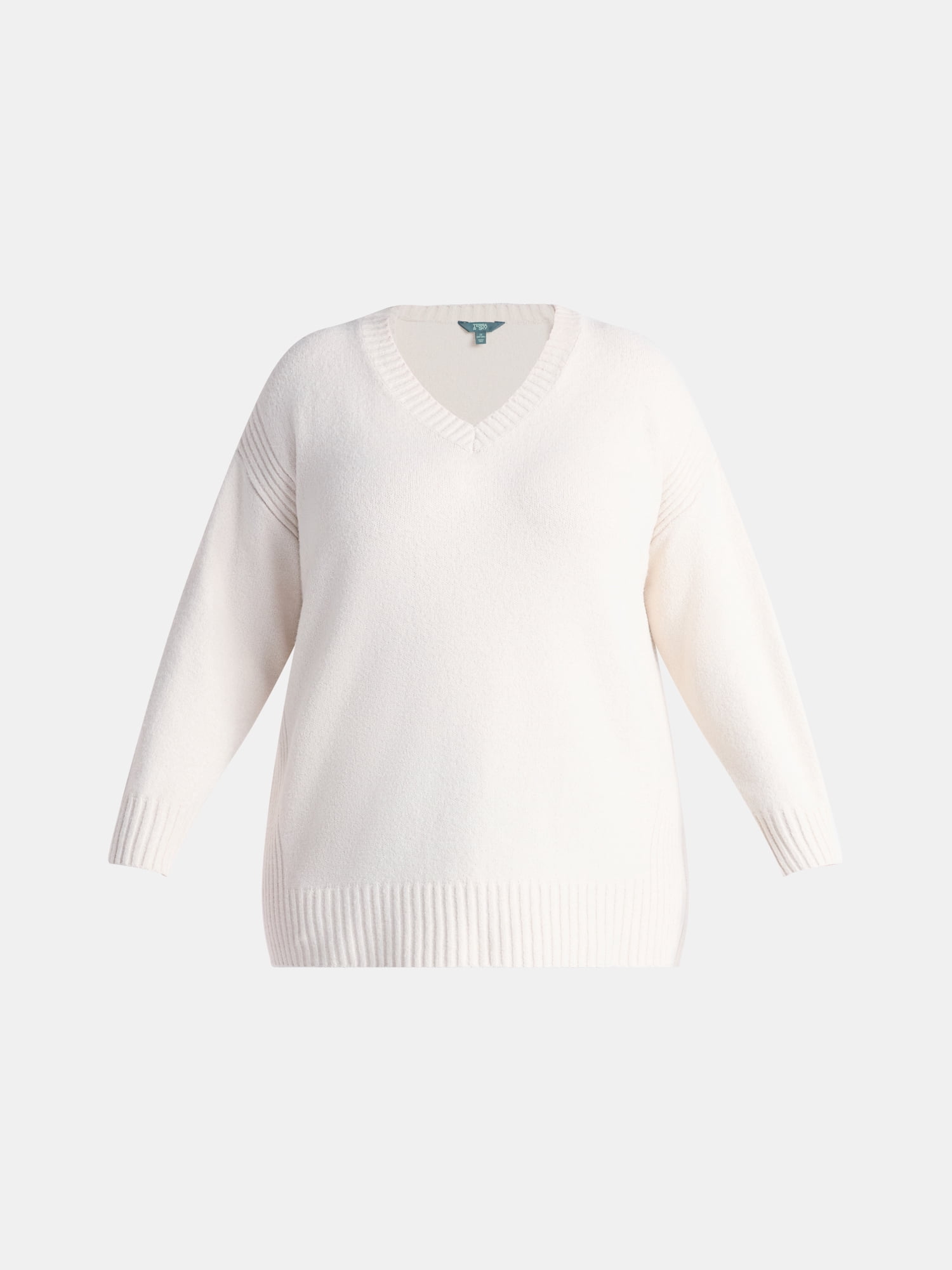 Terra & Sky Women's Plus V Neck Tunic Sweater, Lightweight, Sizes 0X-5X