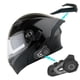thumbnail image 1 of 1Storm Casco modular de motocicleta de cara completa abatible con doble visera + paquete de alerón con auriculares Bluetooth para motocicleta Freedconn: HB89 negro brillante, 1 of 5