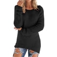 thumbnail image 4 of Women's Plush Fleece Pullover Sweater, Loose Fit Crewneck Long Sleeve Fuzzy Top, Soft Cozy Casual Sweatshirt for Fall Winter Daily Wear Black, 4 of 6
