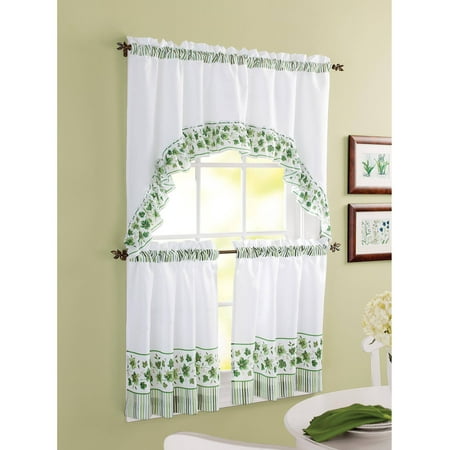 Better Homes and Gardens Ivy Kitchen Curtain Set - Walmart.com
