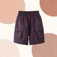 thumbnail image 5 of IVEYRTF Boys Casual Cargo Shorts Solid Color Lightweight Summer Wear Elastic Waist Loose Fit Comfort Play Shorts(Purple,13-14 Years), 5 of 6