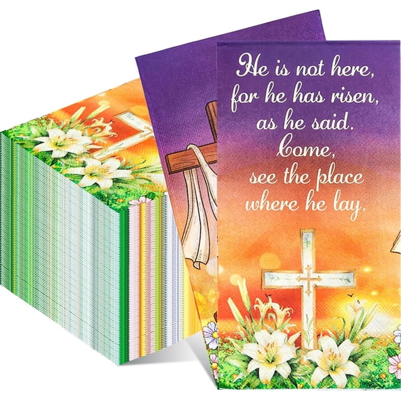 Easter Napkins He Is Risen Spring Disposable Paper Napkins for Party Decorations Home Kitchen Supplies