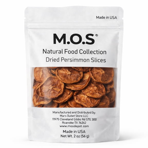 M.O.S Dried Persimmon Slices  2 oz Naturally Sweet Dehydrated Fruit Single Ingredient Vegan Snack Made in USA