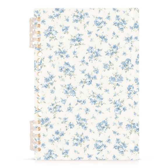 Spiral Journal Notebook Blue Flowers A5 Lined Hardcover PP Material with 60 Pages Paper College Ruled Notebook for Work Note Taking Writing 5.7x8.3 Inch