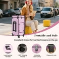 thumbnail image 6 of Portable Manicure Table with LED Mirror, Bluetooth & USB Port, Rolling Makeup Train Case with Foldable Nail Table and Password Lock, Nail Desk with 3 Drawers for Nail Techs & Salons, Pink, 6 of 9