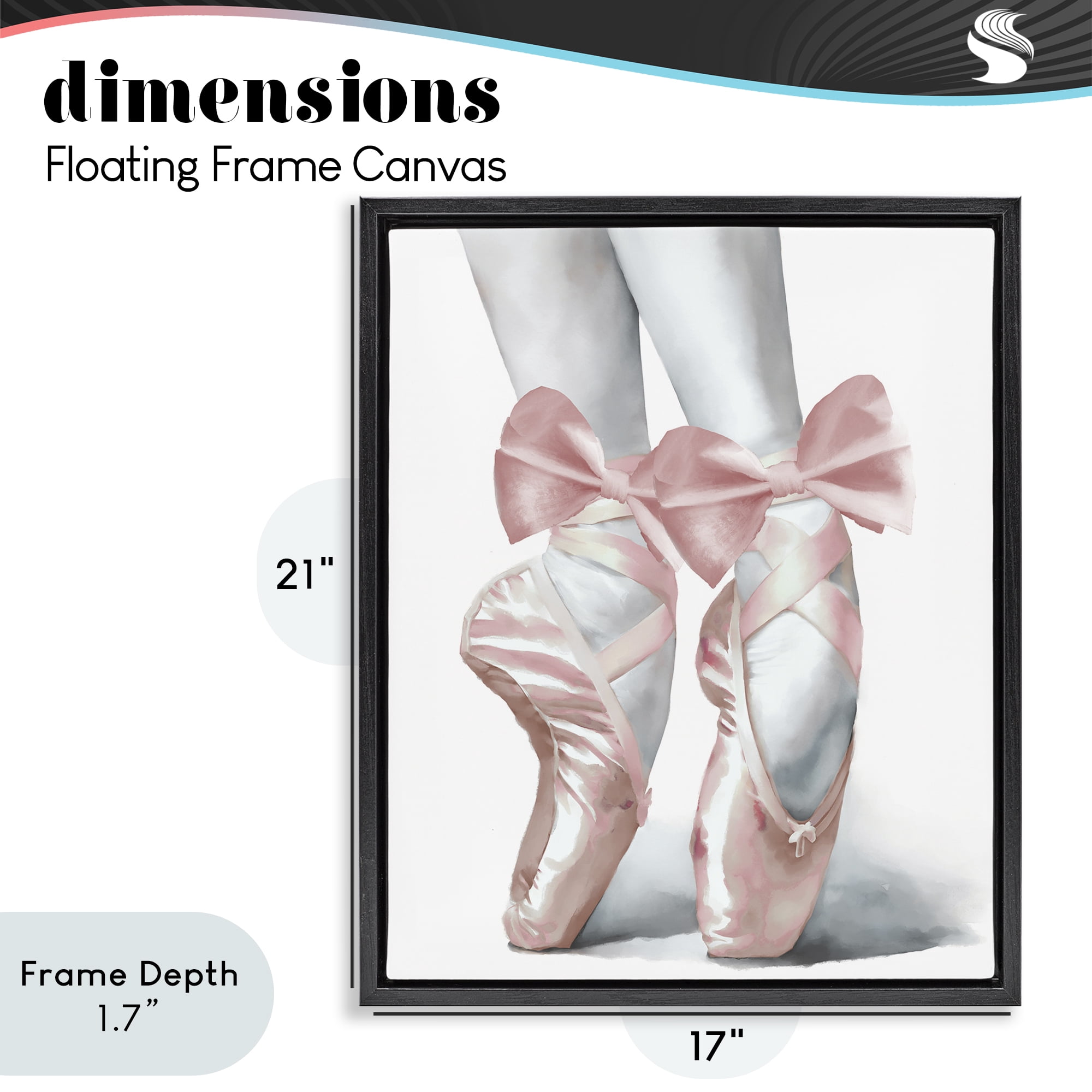 Stupell Industries Ballet Pointe Shoes Black Framed Floater Canvas Wall Art, design by Elizabeth Medley