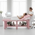 thumbnail image 4 of Stationary Massage Table Folding Bed with Backrest for Treatment Table Physical Therapy Table Spa Facial Bed, Metal Frame PU Leather, 30.5"Wx75"L, 660lbs, Pink, 4 of 10