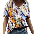 thumbnail image 2 of Lilgiuy Basic V Neck Tops for Women Middle Sleeve Casual Loose Blouse Print Summer T-Shirt, 2 of 5