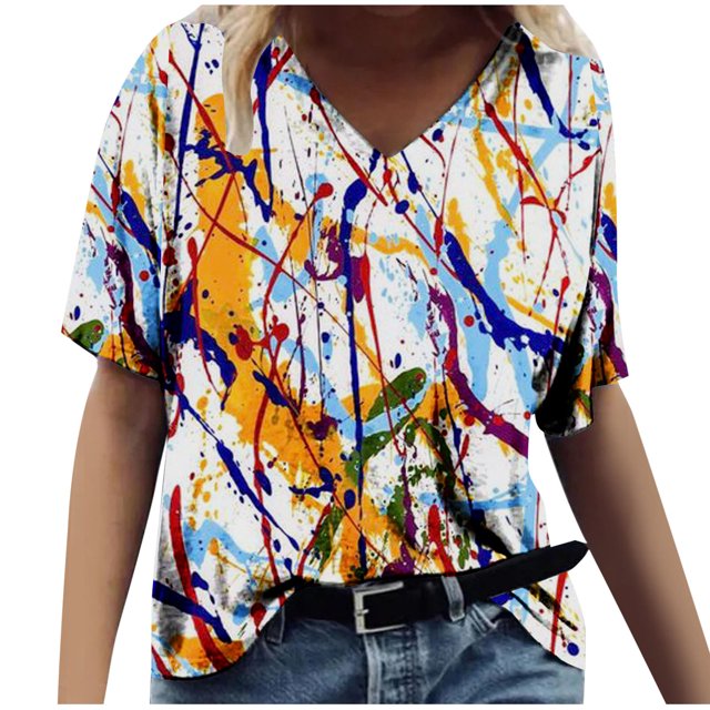 QIPOPIQ Liquidation T-Shirt Imprimé Drapeau Américain pour Femmes 4 Juillet USA