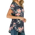 thumbnail image 5 of Nlife Women Floral Print Top Short Sleeve Tunic Boho Blouse Casual Summer Shirts, 5 of 8