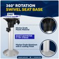 thumbnail image 4 of Five Oceans Adjustable Boat Seat Pedestal and Slide Set, Marine-Grade Aluminum with Swivel, Height Adjustment 19" to 25" & Locking Slide Mechanism - FO4476-4478-KIT, 4 of 8