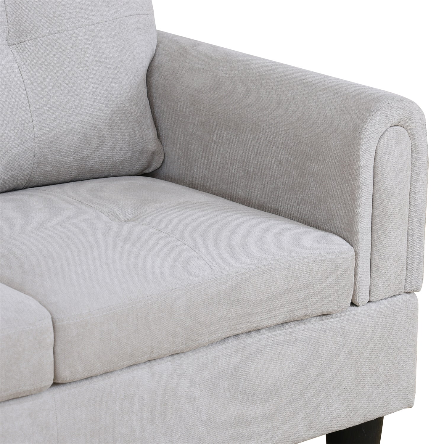 Hommoo Flannel Sectional Couch Sofa Set, Modern L Shaped Couch Living Room Furniture Sets, Grey White(No Ottoman)