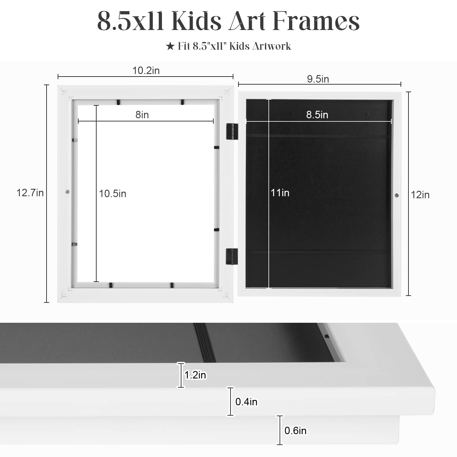 WSBArt Kids Art Frames, 8.5x11 Front Opening Kids Artwork Frames Changeable,Artwork Display Storage Frame for Wall,Holds 50 Pcs,for 3D Picture,A4 Art-Work,Crafts,Children Drawing,Hanging Art,Portfolio