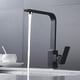 thumbnail image 4 of Grifo de cocina de una sola pieza de latón elegante con mezclador de agua fría y caliente con control de una sola palanca en color negro pulido, 4 of 5