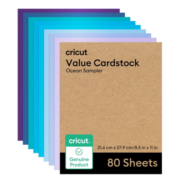 Cartulina Cricut Value Ocean Sampler, 80 hojas A4
