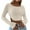 Beige, variant on WREESH Womens Fashion Crop Tops Square-Neck Solid Color Knit Slim Long Sleeve Blouse Tops Beige