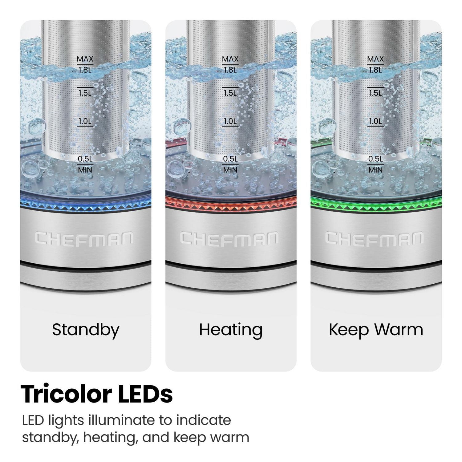 Chefman 1.8L Electric Kettle w/ Tea Infuser – Stainless Steel, New