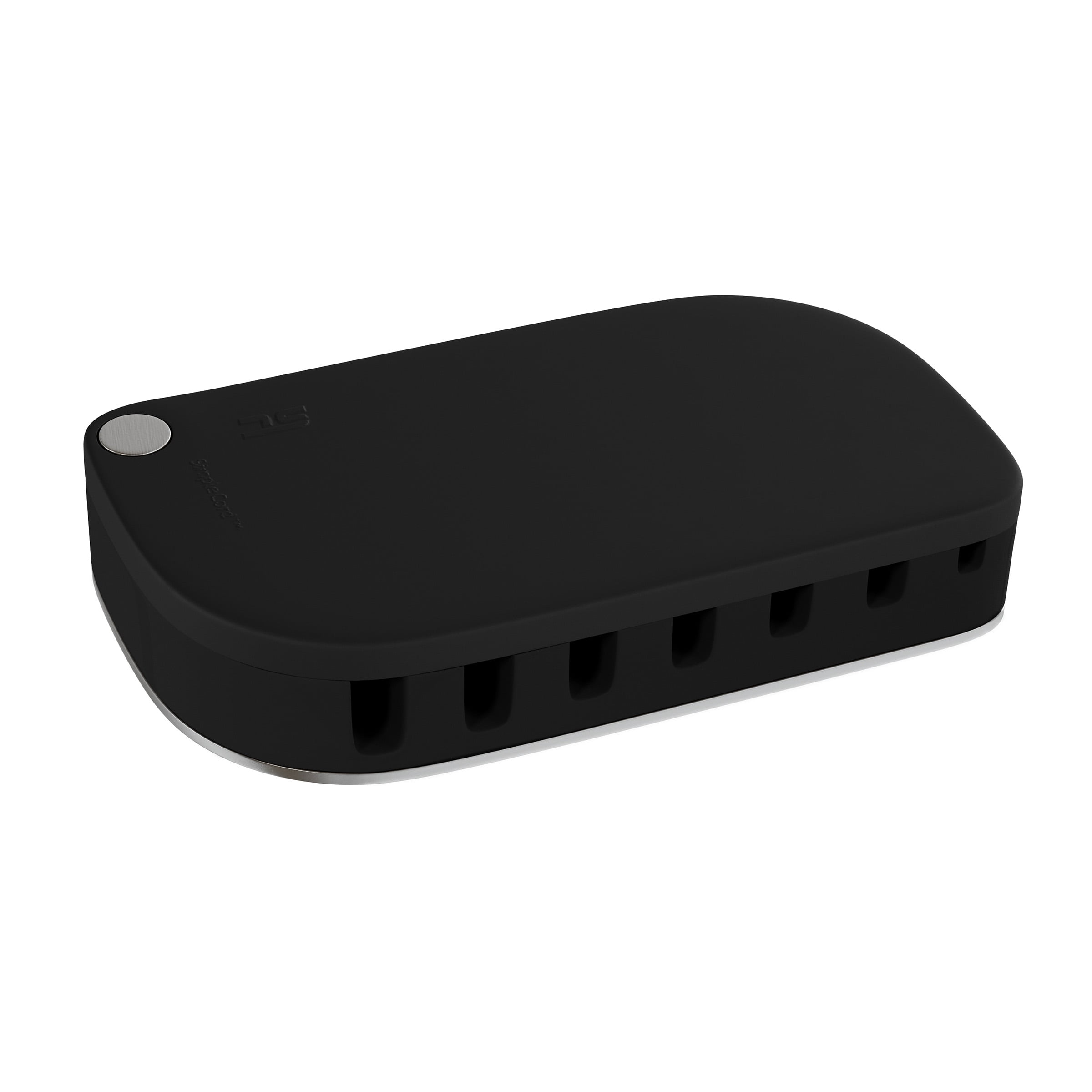 Silicone  Stainless Steel Simple Cord Cable Management Desk Organizer with 7 Slots for Cords (Black)