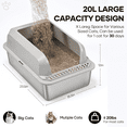thumbnail image 3 of Naipo XL Stainless Steel Cat Litter Box with High Wall Side, 23.5"×15.5"×12", XL Litter Box for Small/Big/Multi Cats, with Scoop and Footboard, Gray, 3 of 11